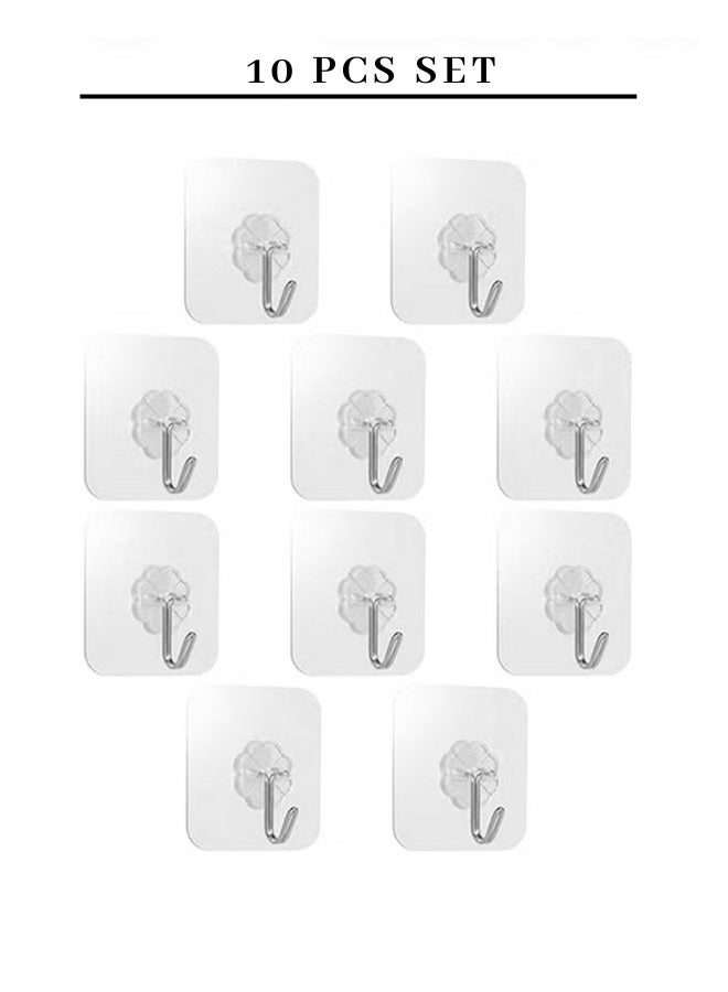 10 Pieces Wall Hooks Self Adhesive Sticker Hanger Transparent, Seamless Hook, Waterproof Bathroom, Outdoor, Home Improvement Utility, Kitchen Heavy Duty Self-Adhesive Hook. - Image 4